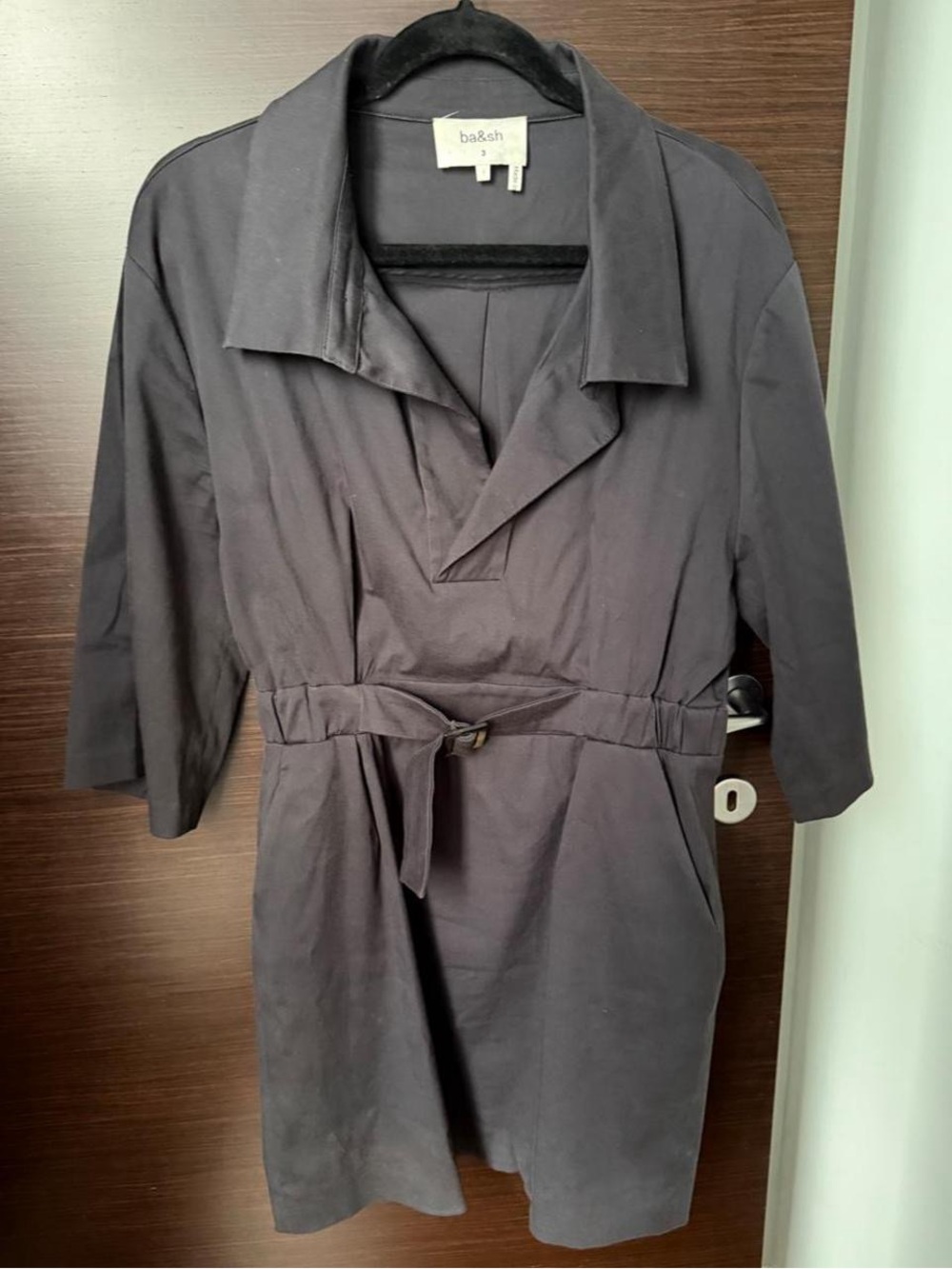 ba&sh Charcoal Gray Belted Dress